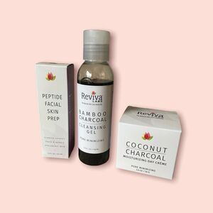 Reviva Labs Organic Skincare (3) Lot Of Day Cream,Serum, Cleansing Gel FULL SIZE